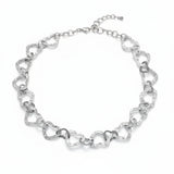 Linked Heart Necklace - Grey Stainless Steel