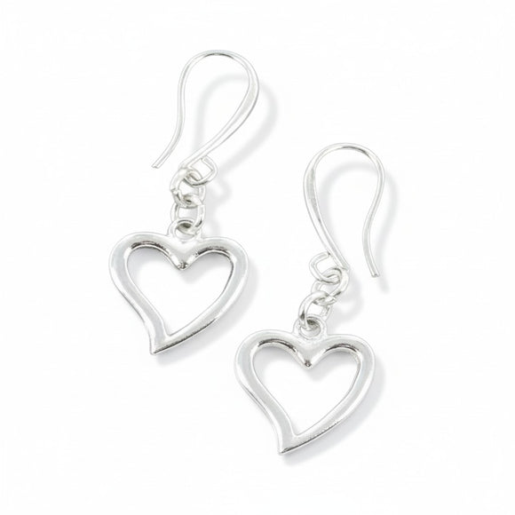 Heart Charm Earrings in Silver Plate