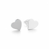Asymetric Heart Silver Plate Stud Earrings