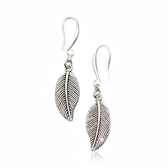 Silver Plate Leaf Charm Earrings