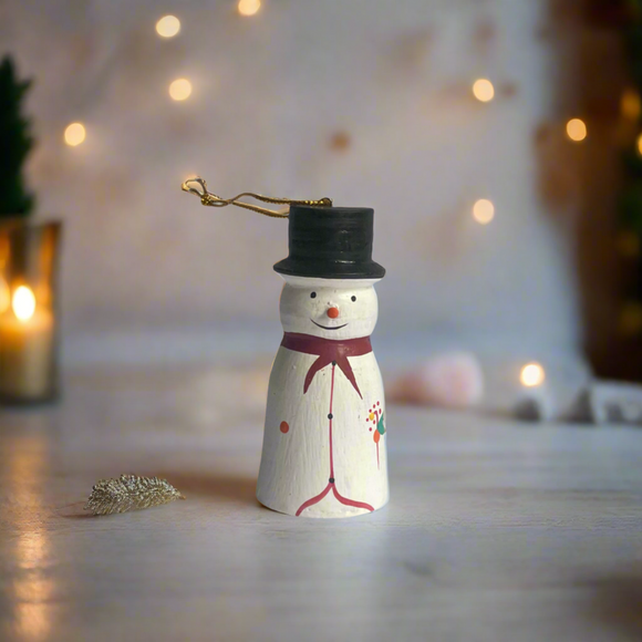 Hanging Top Hat Snowman Ornament