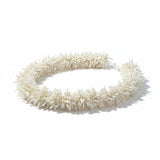Suzie Blue Canada white beaded urchin necklace with a spiky, sculptural design handcrafted from seed beads.