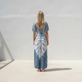Suzie Blue Canada Tie Dye Lapis Ombre Maxi Dress in blue and white, 100% rayon, handmade in Bali.