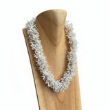 Suzie Blue Canada white beaded urchin necklace with a spiky, sculptural design handcrafted from seed beads.