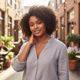 Linked Heart Necklace - Grey Stainless Steel