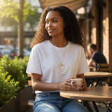 Chain Necklace with Open Heart Pendant - Gold Plate