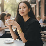 Large Four Bar Cuff - Gold Stainless Steel