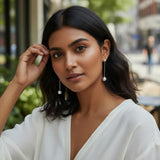 Hanging Ball Stud Earring- Grey Stainless Steel