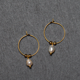 Hoop & Pearl Earring In Gold Plate