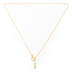 Triple Pearl Loop Necklace In Gold Plate