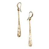 Beaten Tear Drop Earrings - Gold Plate