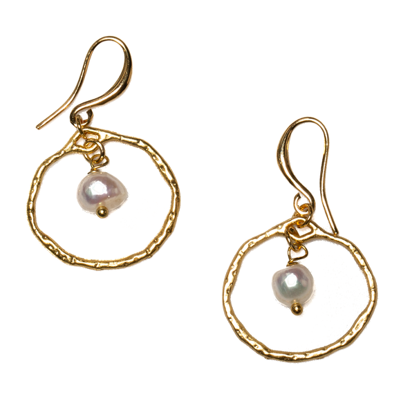 Pearl In Gold Ring Earrings In Gold Plate