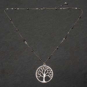 Tree Of Life Pendant On Ball Chain - Silver Plate
