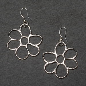 Open Flower Earrings - Silver Plate