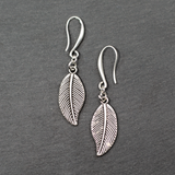 Silver Plate Leaf Charm Earrings