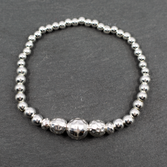 Silver Beaded Bracelet In Silver Plate