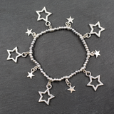 Silver Plate Elasticated Star Charm Bracelet