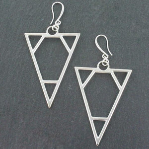 Triangle Earrings In Silver Plate - Flamingo Boutique