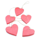 Hanging String Of 5 Wooden Hearts