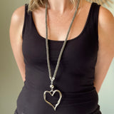 Beaded Rope Necklace with Open Heart
