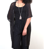 Mid Length Popcorn Knit Kimono - Black