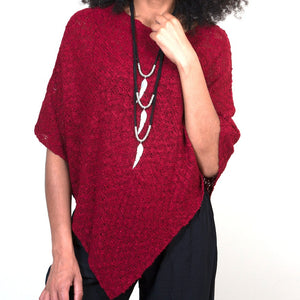 Red Popcorn Double Knit Poncho