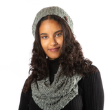 Grey Popcorn Knit Hat With Button