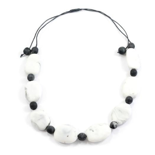 Stone Grey Resin Pebble Necklace - Flamingo Boutique