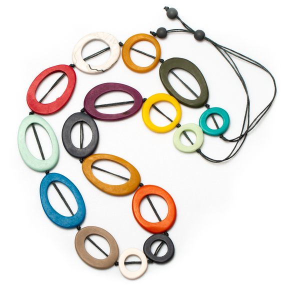 Long Multi Colour Resin Hoop Necklace