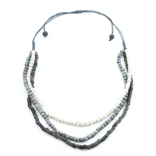 Triple Strand Glass Bead Necklace - Flamingo Boutique