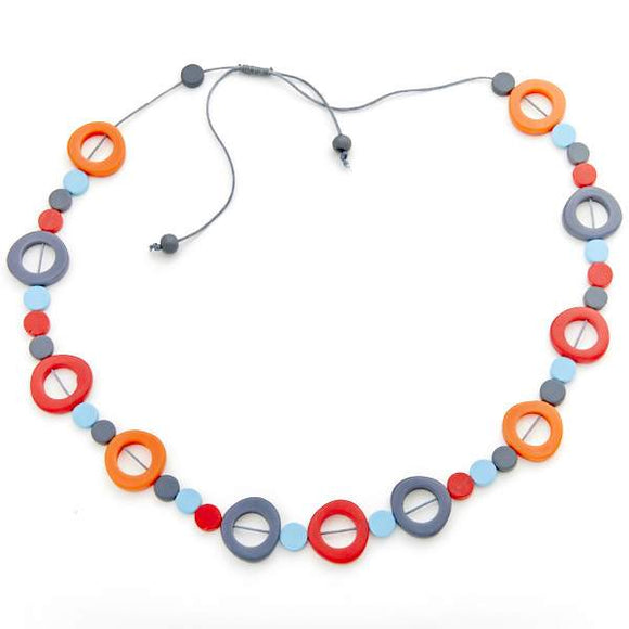 Long Resin Hoop and Disc Necklace - Flamingo Boutique