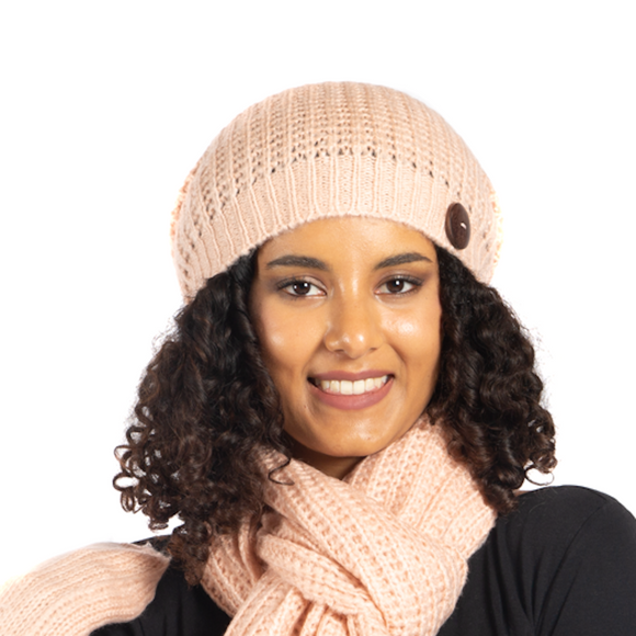Simple Knit Hat With Button