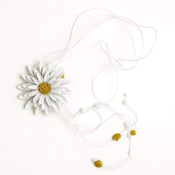 Leather Flower Necklace - Flamingo Boutique