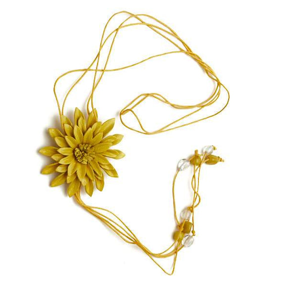 Leather Flower Necklace - Flamingo Boutique