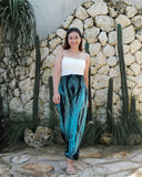 Abstract Tie Dye Design Bali Pants - Blue