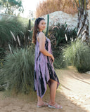 Abstract Tie Dye Handkerchief Dress - Purple