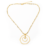 Beaten Double Ring Necklace In Gold Plate