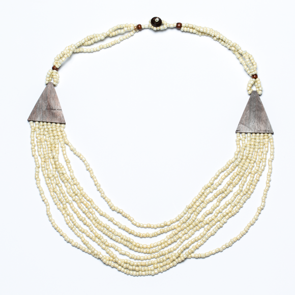 Multi Strand Necklace With Wood Detail