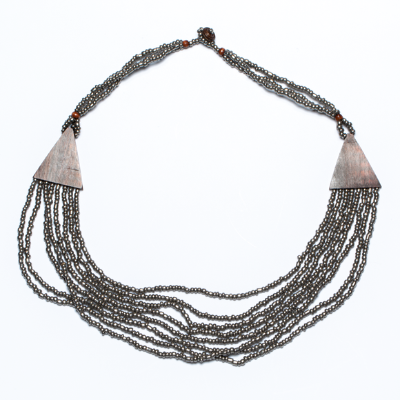 Multi Strand Necklace With Wood Detail