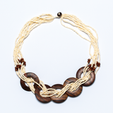 Multi Strand Necklace With Wooden Rings