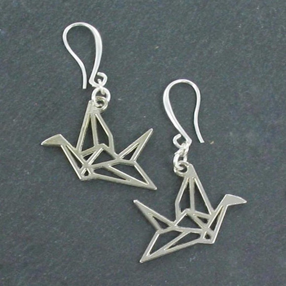 Origami Bird Earrings In Silver Plate - Flamingo Boutique