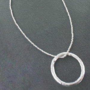 Open Ring Necklace In Silver Plate - Flamingo Boutique