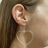 Simple Open Heart Earrings In Silver Plate