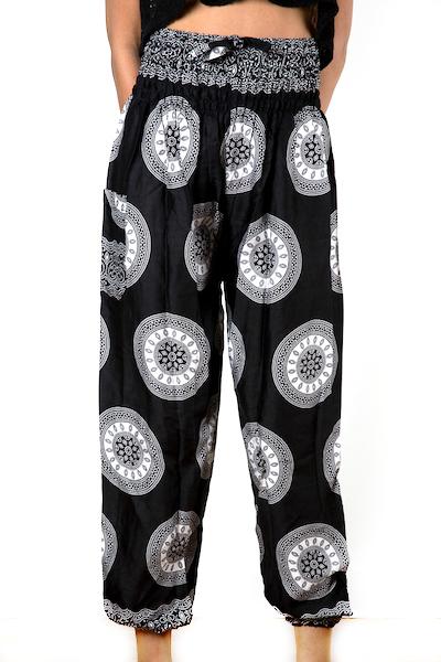 Black & White Circle Print Bali Pants - Flamingo Boutique
