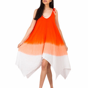 Orange Dip Dye Handkerchief Dress