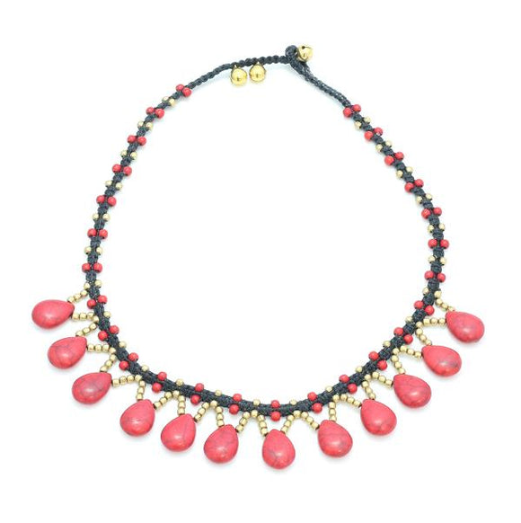 Stone Drop Necklace - Flamingo Boutique