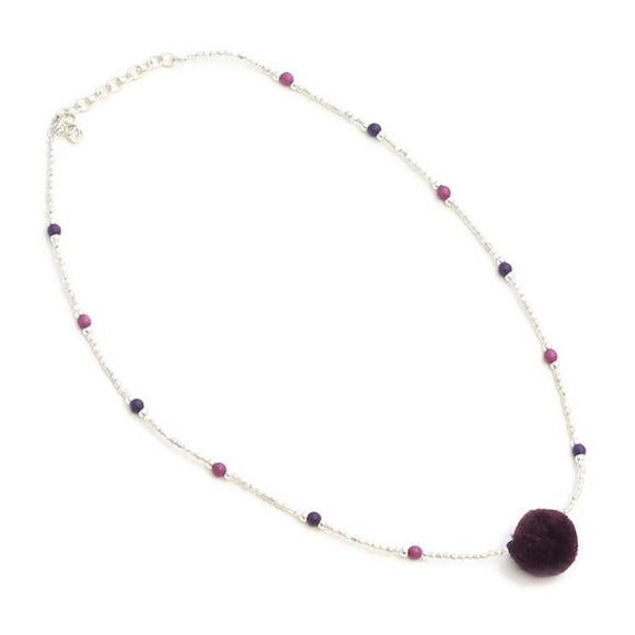 Purple Single Pom-Pom Necklace