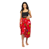 Flamingo & Fruit Print Sarong - Red