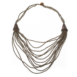 Multi Strand Wooden Side Necklace