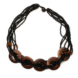 Multi Strand Wooden Ring Necklace